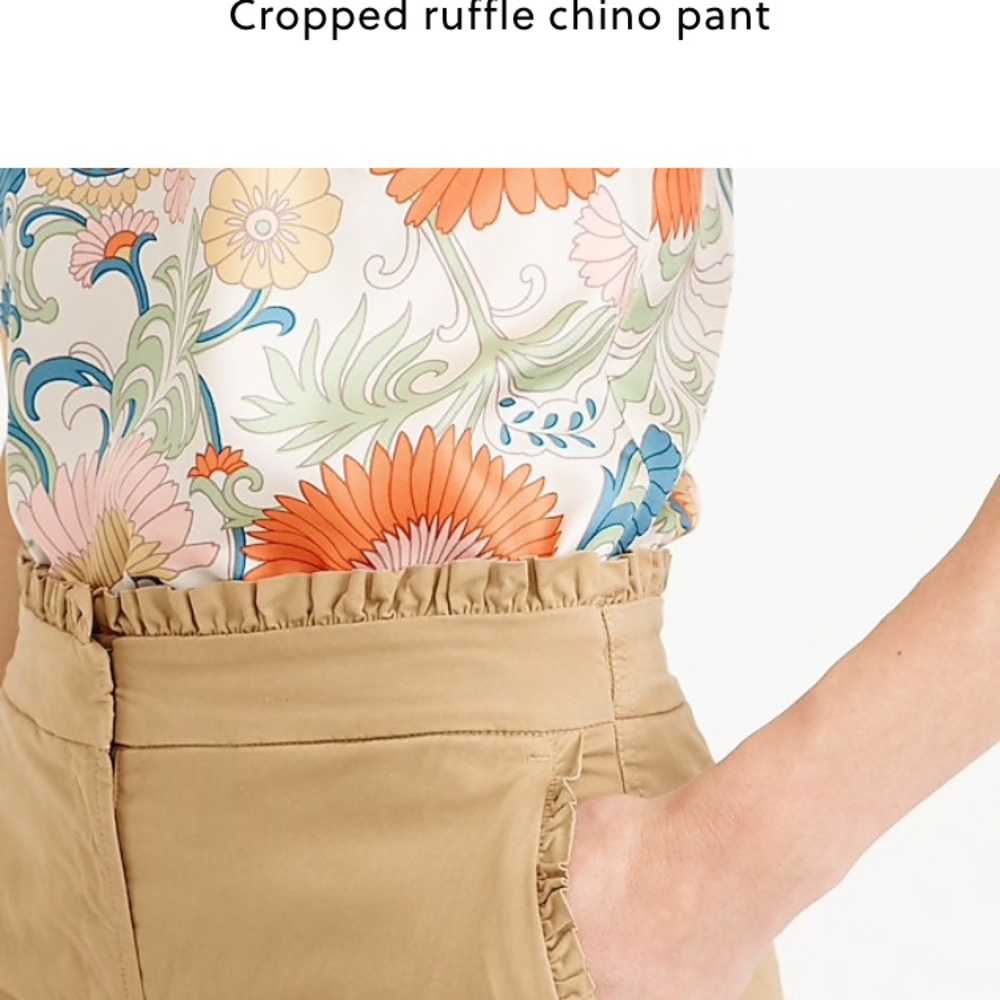 Jcrew Cropped Ruffle Chino Pant - Picture 2 of 6